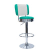 Teal Retro Adjustable Bar Stool with Backrest