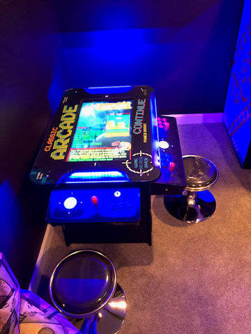 Classic Arcade Cocktail Table With Stools